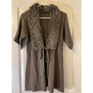 The Limited Cardigan Sweater Small Wool Blend Faux Fur Collar Western Rodeo